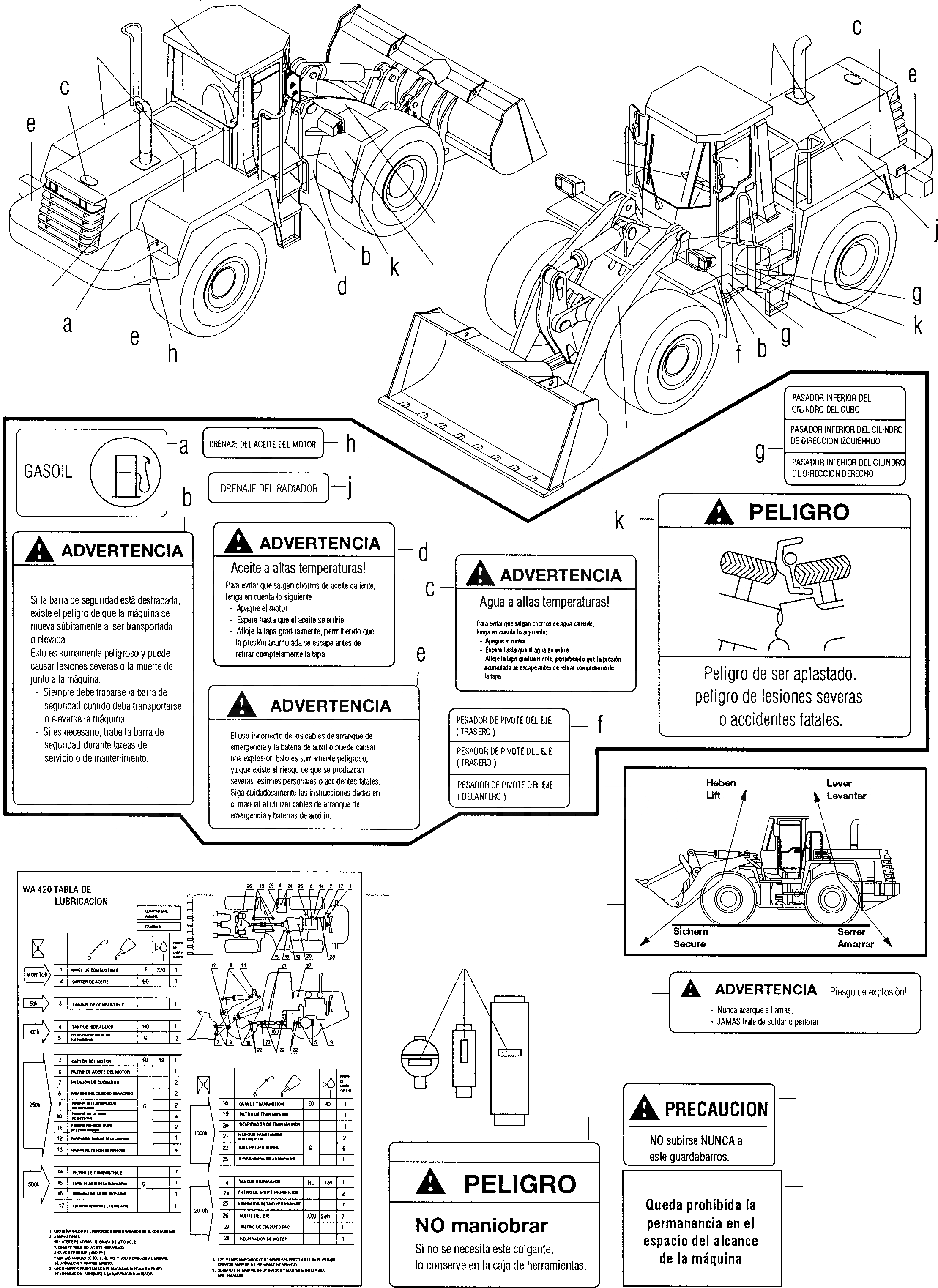 Схема запчастей Komatsu WA420-3 - ТАБЛИЧКИS, ИСПАНИЯ ИНСТРУМЕНТ, АКСЕССУАРЫ, БУКВЕНН.