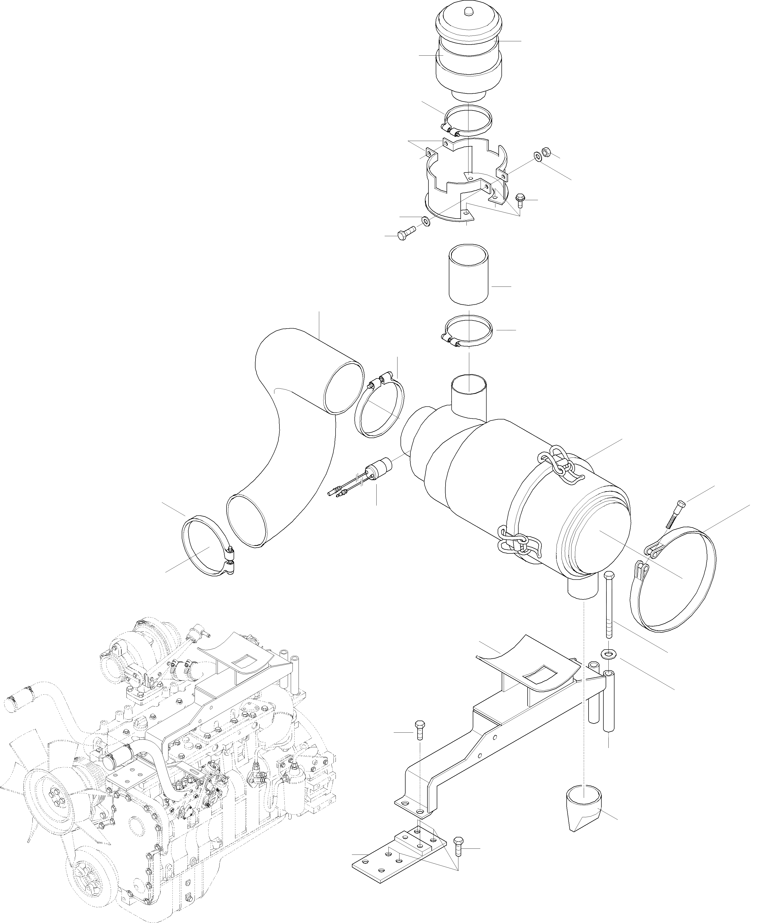Схема запчастей Komatsu WA420-3 active - ВОЗД. ФИЛЬТР. СИСТЕМА, СТАНДАРТН. ДВИГАТЕЛЬ, КРЕПЛЕНИЕ ДВИГАТЕЛЯ