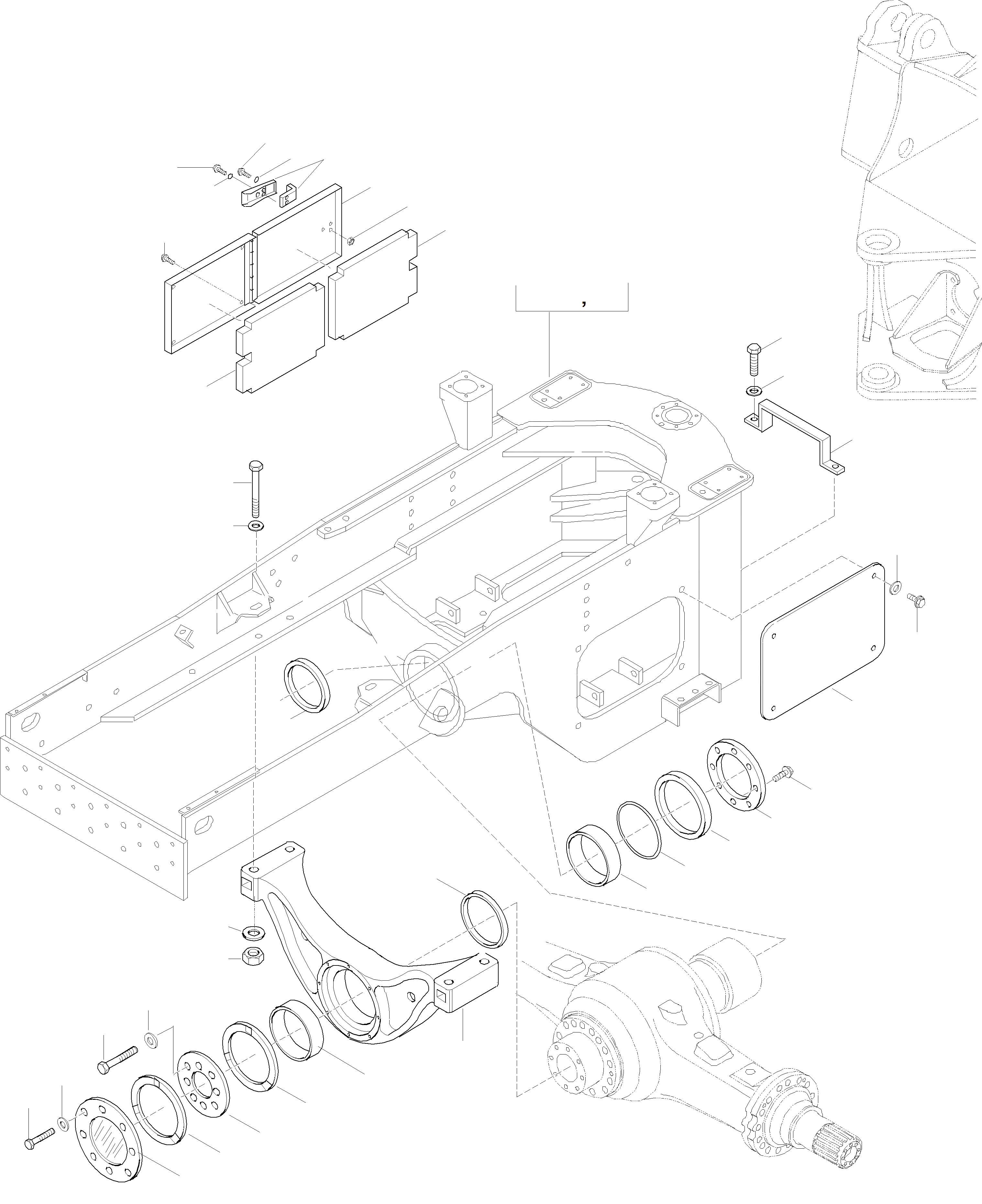 Схема запчастей Komatsu WA420-3 active - ЗАДН. РАМА РАМА