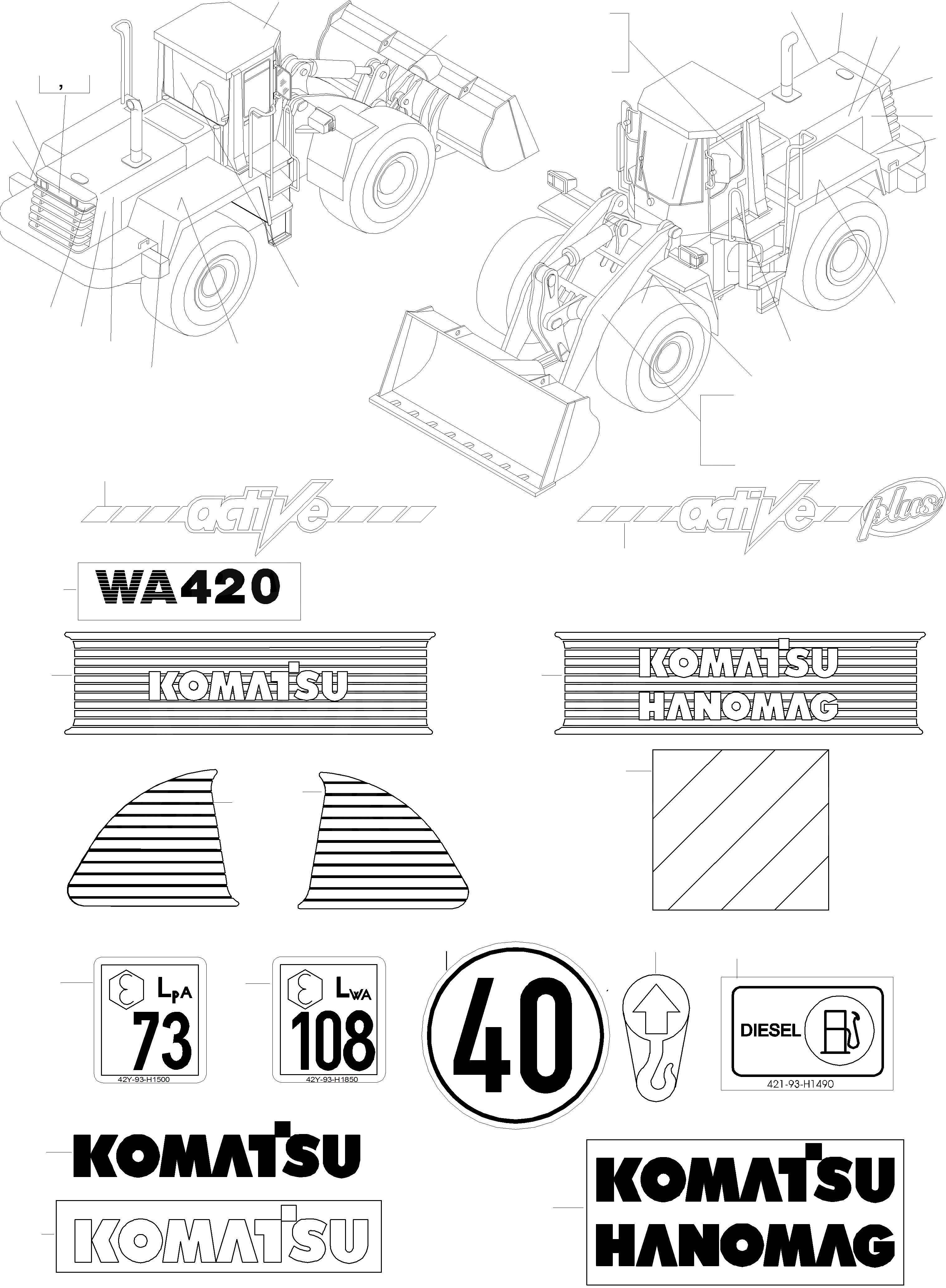 Схема запчастей Komatsu WA420-3 active - БУКВЕНН. KOMATSU HANOMAG ИНСТРУМЕНТ, АКСЕССУАРЫ, БУКВЕНН.