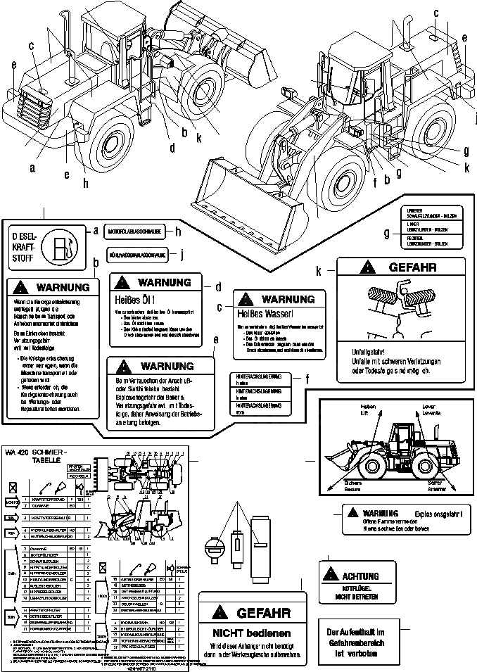 Схема запчастей Komatsu WA420-3 active - ТАБЛИЧКИS, ПОРТУГАЛ. ИНСТРУМЕНТ, АКСЕССУАРЫ, БУКВЕНН.