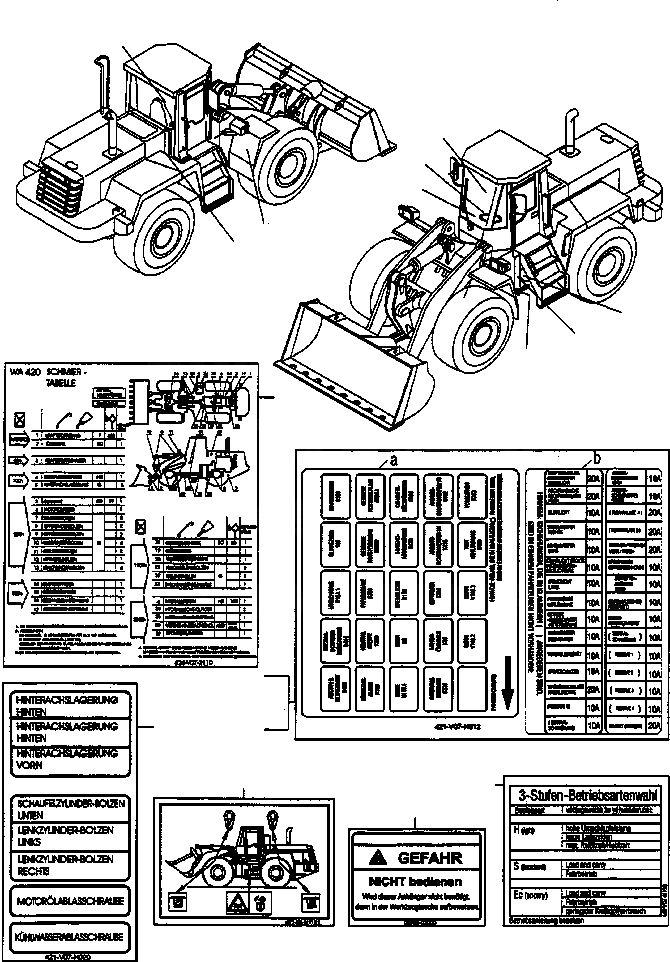 Схема запчастей Komatsu WA420-3 active - ТАБЛИЧКИS, ПОРТУГАЛ. ИНСТРУМЕНТ, АКСЕССУАРЫ, БУКВЕНН.