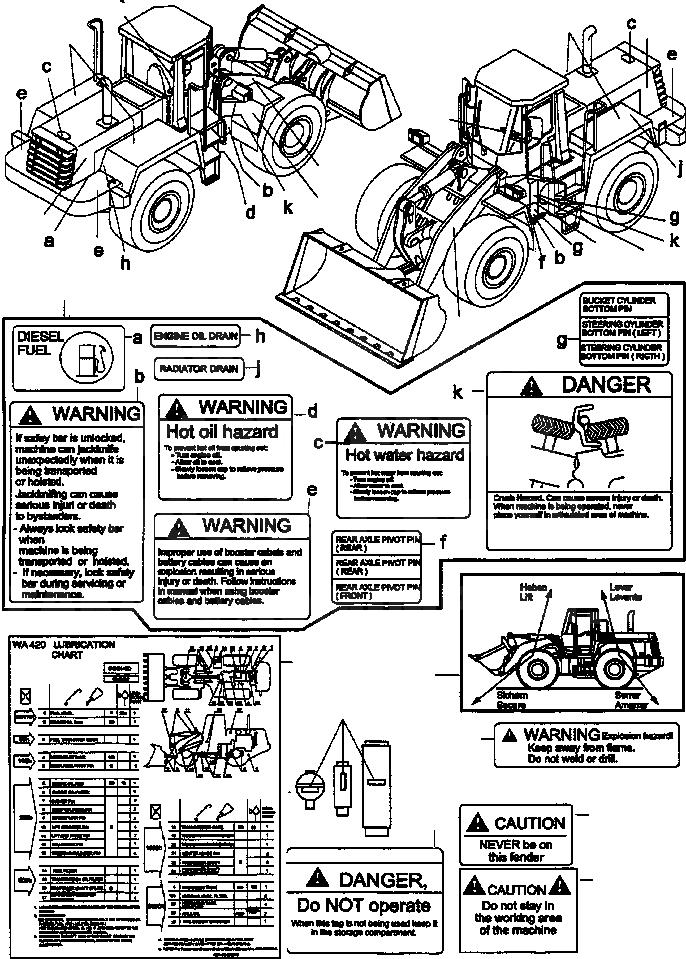 Схема запчастей Komatsu WA420-3 active - ТАБЛИЧКИS, АНГЛ. ИНСТРУМЕНТ, АКСЕССУАРЫ, БУКВЕНН.