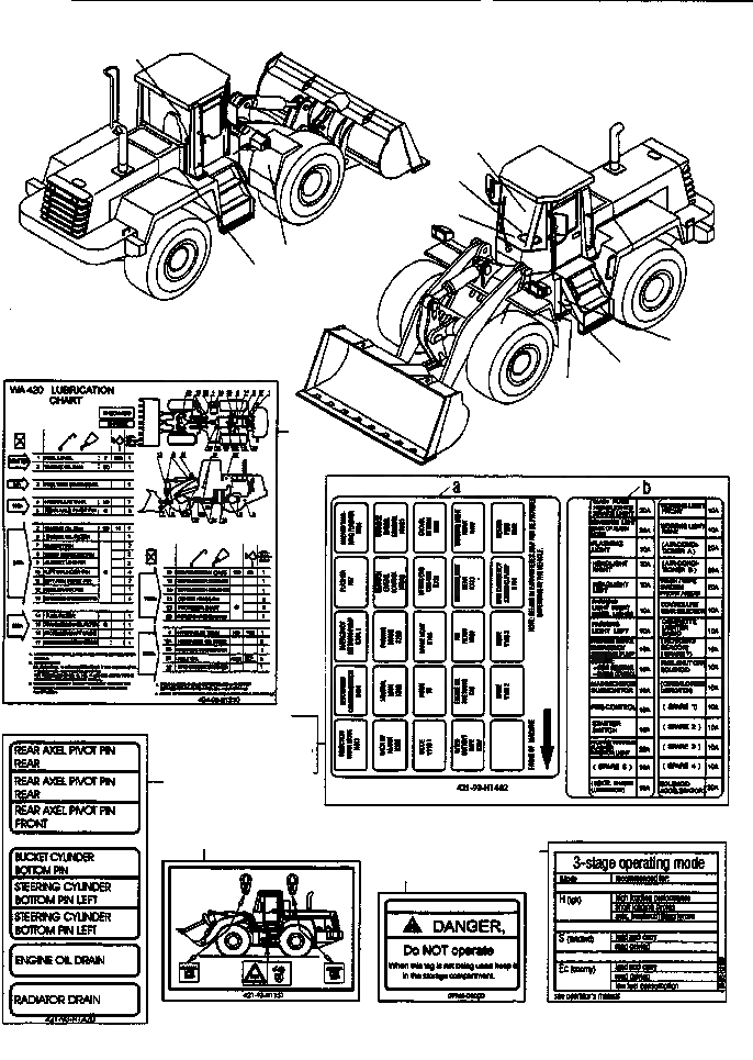 Схема запчастей Komatsu WA420-3 active - ТАБЛИЧКИS, АНГЛ. ИНСТРУМЕНТ, АКСЕССУАРЫ, БУКВЕНН.