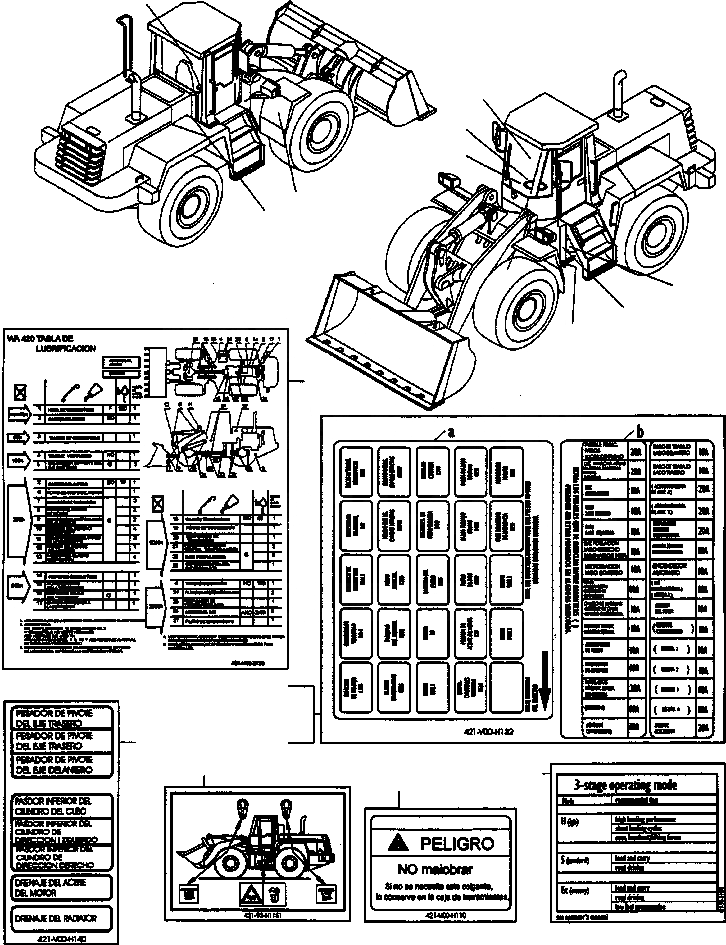 Схема запчастей Komatsu WA420-3 active - ТАБЛИЧКИS, ИСПАНИЯ ИНСТРУМЕНТ, АКСЕССУАРЫ, БУКВЕНН.