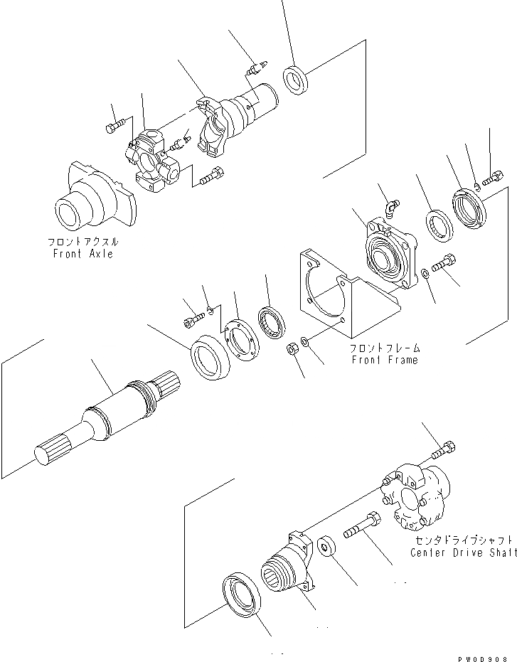 Схема запчастей Komatsu WA430-5-SN - ВЕДУЩ. ВАЛ (ПЕРЕДН.) (С АВТОМАТИЧ. СМАЗКОЙ) ТРАНСМИССИЯ