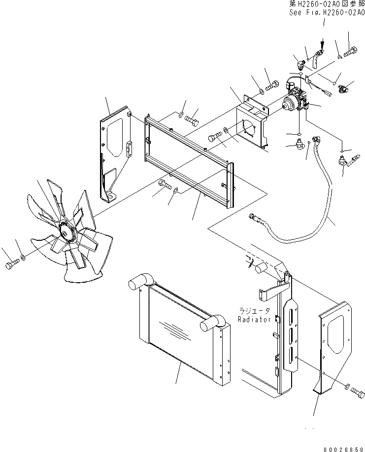 Схема запчастей Komatsu WA430-5 - РАДИАТОР (ПРИВОД ВЕНТИЛЯТОРА)(№-) СИСТЕМА ОХЛАЖДЕНИЯ
