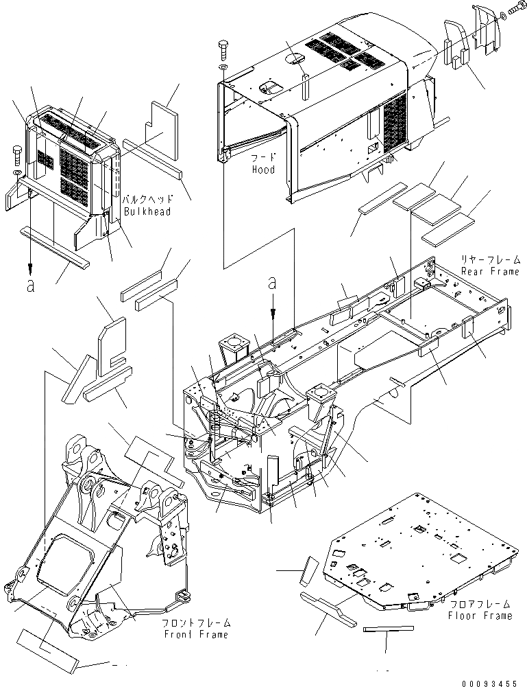 Схема запчастей Komatsu WA430-5 - БЛОКИР. ШАНГА И КРЫШКА(ЩИТКИ) (ДЛЯ СТРАН ЕС НОВ. NOISE ARRANGEMENT ) ОСНОВНАЯ РАМА И ЕЕ ЧАСТИ