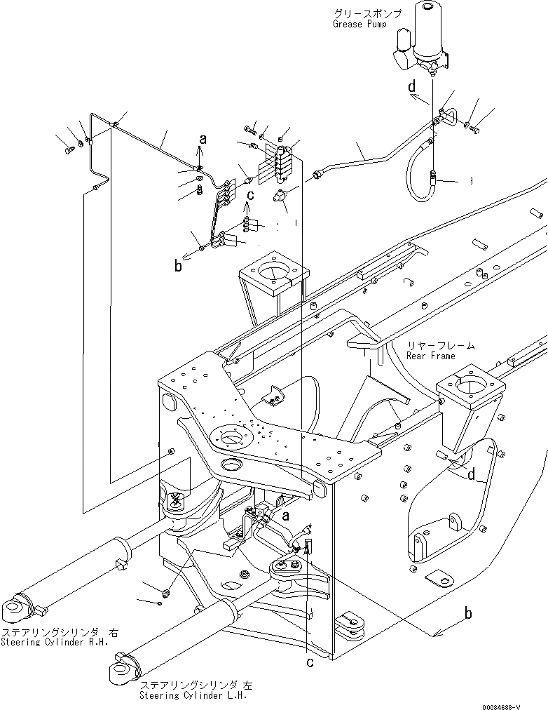 Схема запчастей Komatsu WA430-5 - УДАЛЕННАЯ СМАЗКА ЗАДН. РАМА (ДЛЯ АВТОМАТИЧ. СМАЗ.) ОСНОВНАЯ РАМА И ЕЕ ЧАСТИ
