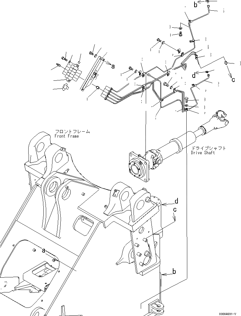 Схема запчастей Komatsu WA430-5 - УДАЛЕННАЯ СМАЗКА (ПЕРЕДН. РАМА ЦЕНТРАЛЬНЫЙ ПАЛЕЦ) (ДЛЯ АВТОМАТИЧ. СМАЗ.) ОСНОВНАЯ РАМА И ЕЕ ЧАСТИ