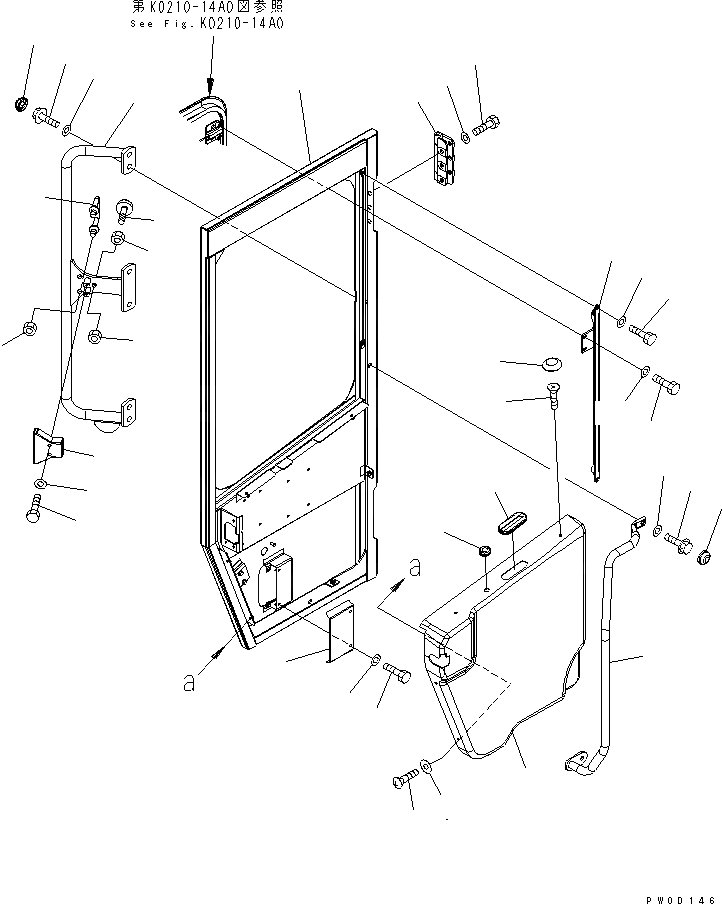 Схема запчастей Komatsu WA430-5 - КАБИНА ROPS (ЧАСТИ ДВЕРИ¤ ПРАВ.) КАБИНА ОПЕРАТОРА И СИСТЕМА УПРАВЛЕНИЯ