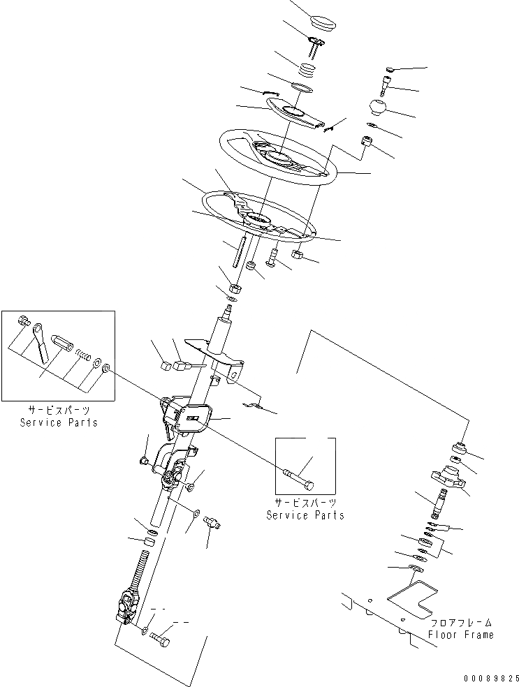 Схема запчастей Komatsu WA430-5 - РУЛЕВОЕ КОЛЕСО И РУЛЕВ. КОЛОНКА(ДЛЯ ORBITROL РУЛЕВ. УПРАВЛЕНИЕ)(№-) КАБИНА ОПЕРАТОРА И СИСТЕМА УПРАВЛЕНИЯ