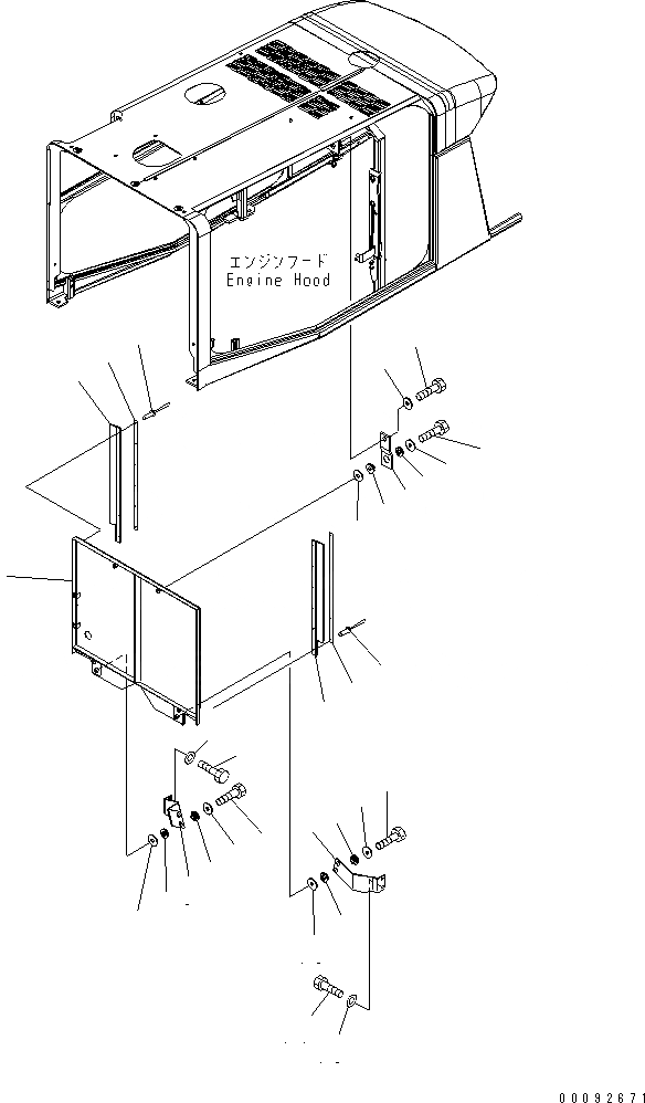 Схема запчастей Komatsu WA430-5 - КАПОТ (ДЕФЛЕКТОР) ЧАСТИ КОРПУСА