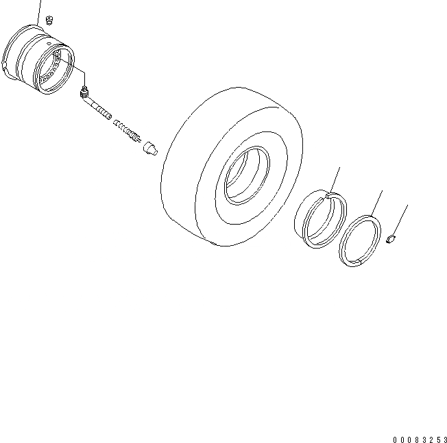 Схема запчастей Komatsu WA430-5 - ОБОД КОЛЕСА (ДЛЯ .- БЕСКАМЕРНЫЕ ШИНЫ -ЧАСТИ) ПОДВЕСКА И КОЛЕСА