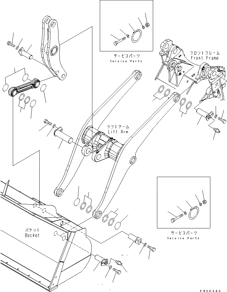 Схема запчастей Komatsu WA430-5 - РУКОЯТЬ И BELL CRANK (ЭЛЕМЕНТЫ КРЕПЛЕНИЯ)(№-7) РАБОЧЕЕ ОБОРУДОВАНИЕ
