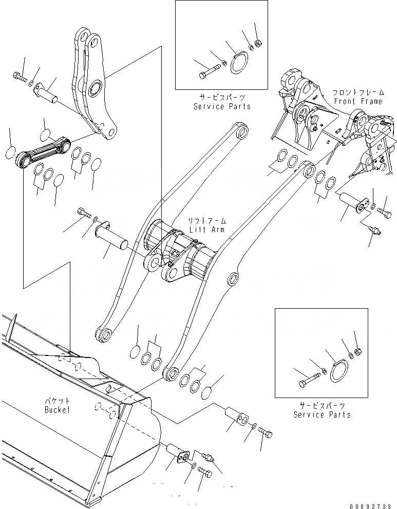 Схема запчастей Komatsu WA430-5 - РУКОЯТЬ И BELL CRANK (ЭЛЕМЕНТЫ КРЕПЛЕНИЯ)(№8-) РАБОЧЕЕ ОБОРУДОВАНИЕ