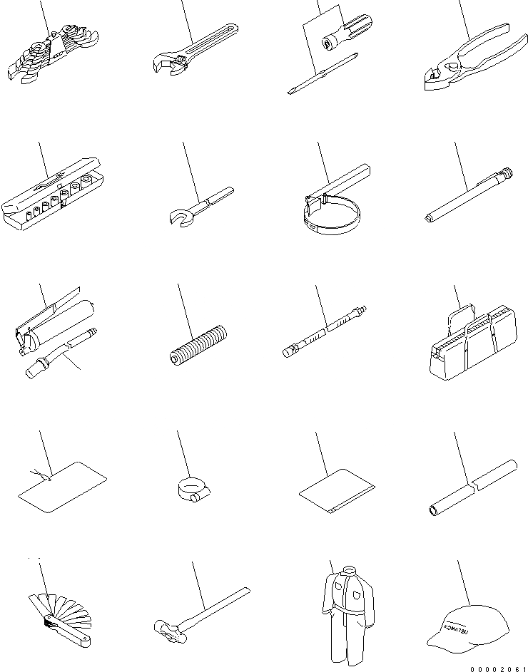 Схема запчастей Komatsu WA430-5 - ИНСТРУМЕНТ (С OVERALL И КРЫШКА) АКСЕССУАРЫ И ИНСТРУМЕНТ