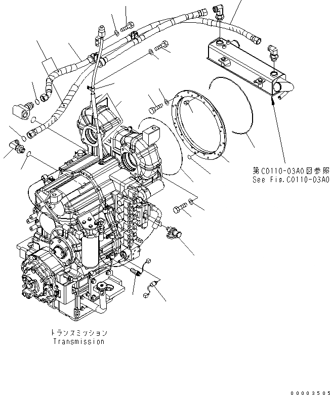 Схема запчастей Komatsu WA430-5 - ГИДРОТРАНСФОРМАТОР И ТРАНСМИССИЯ (МОНТАЖНЫЙ КАРКАС) (ЭКСТРЕНН. РУЛЕВ. УПРАВЛЕНИЕ LESS) ТРАНСМИССИЯ