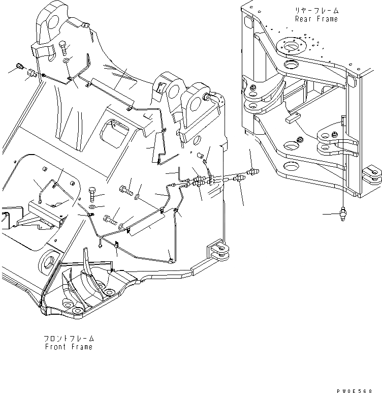 Схема запчастей Komatsu WA430-5 - УДАЛЕННАЯ СМАЗКА (ПЕРЕДН. ТРУБКА) ОСНОВНАЯ РАМА И ЕЕ ЧАСТИ