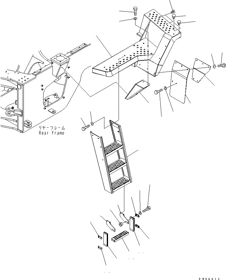 Схема запчастей Komatsu WA430-5 - ЛЕСТНИЦА (ПОЛ ЛЕВ.) (ДЛЯ КАБИНА ДЛЯ 2 ЧЕЛ.) ЧАСТИ КОРПУСА