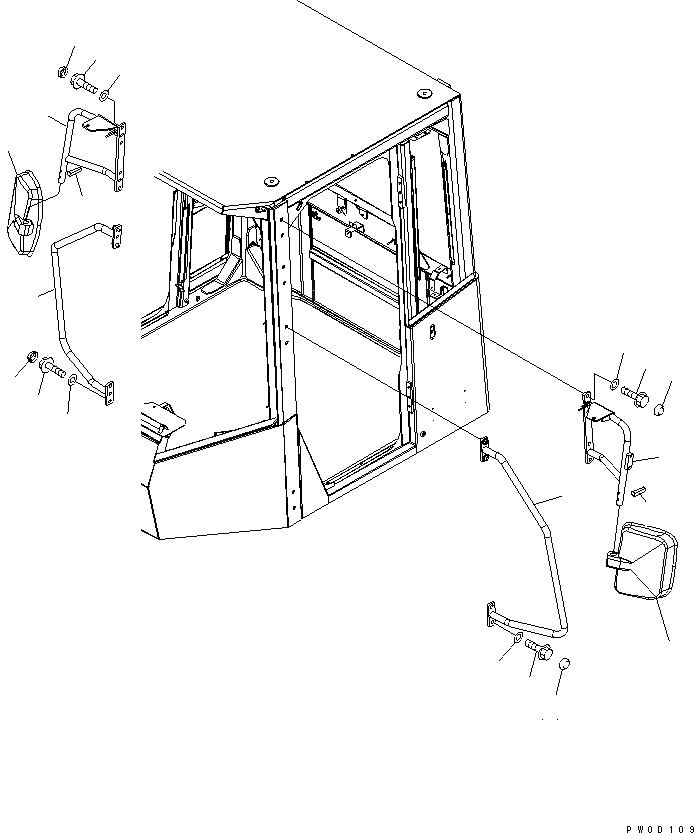 Схема запчастей Komatsu WA430-5 - MIRROR ЧАСТИ КОРПУСА