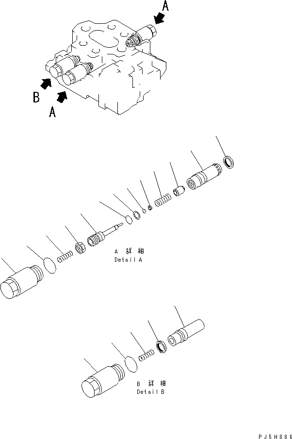 Схема запчастей Komatsu WA430-5 - КОНТРОЛЬНЫЙ КЛАПАН (2-Х СЕЦИОНН.) (/) ОСНОВН. КОМПОНЕНТЫ И РЕМКОМПЛЕКТЫ