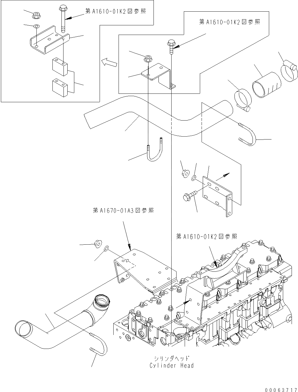 Схема запчастей Komatsu WA430-6E0 - ВОЗД. PIPE AA ДВИГАТЕЛЬ