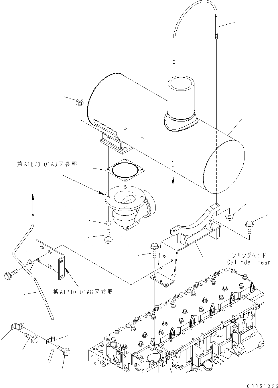 Схема запчастей Komatsu WA430-6E0 - ГЛУШИТЕЛЬ AA ДВИГАТЕЛЬ