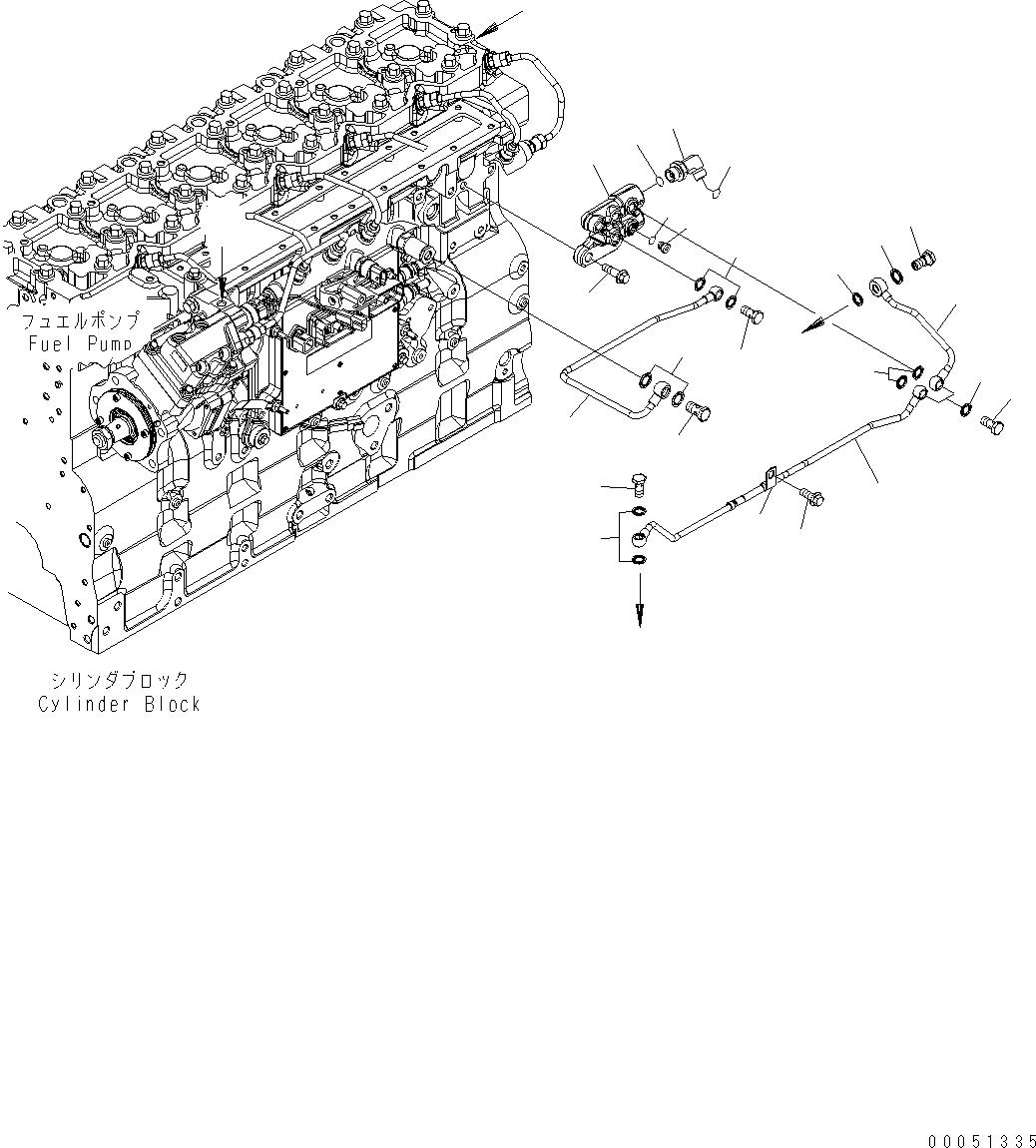 Схема запчастей Komatsu WA430-6E0 - ТОПЛИВОПРОВОД. AA ДВИГАТЕЛЬ