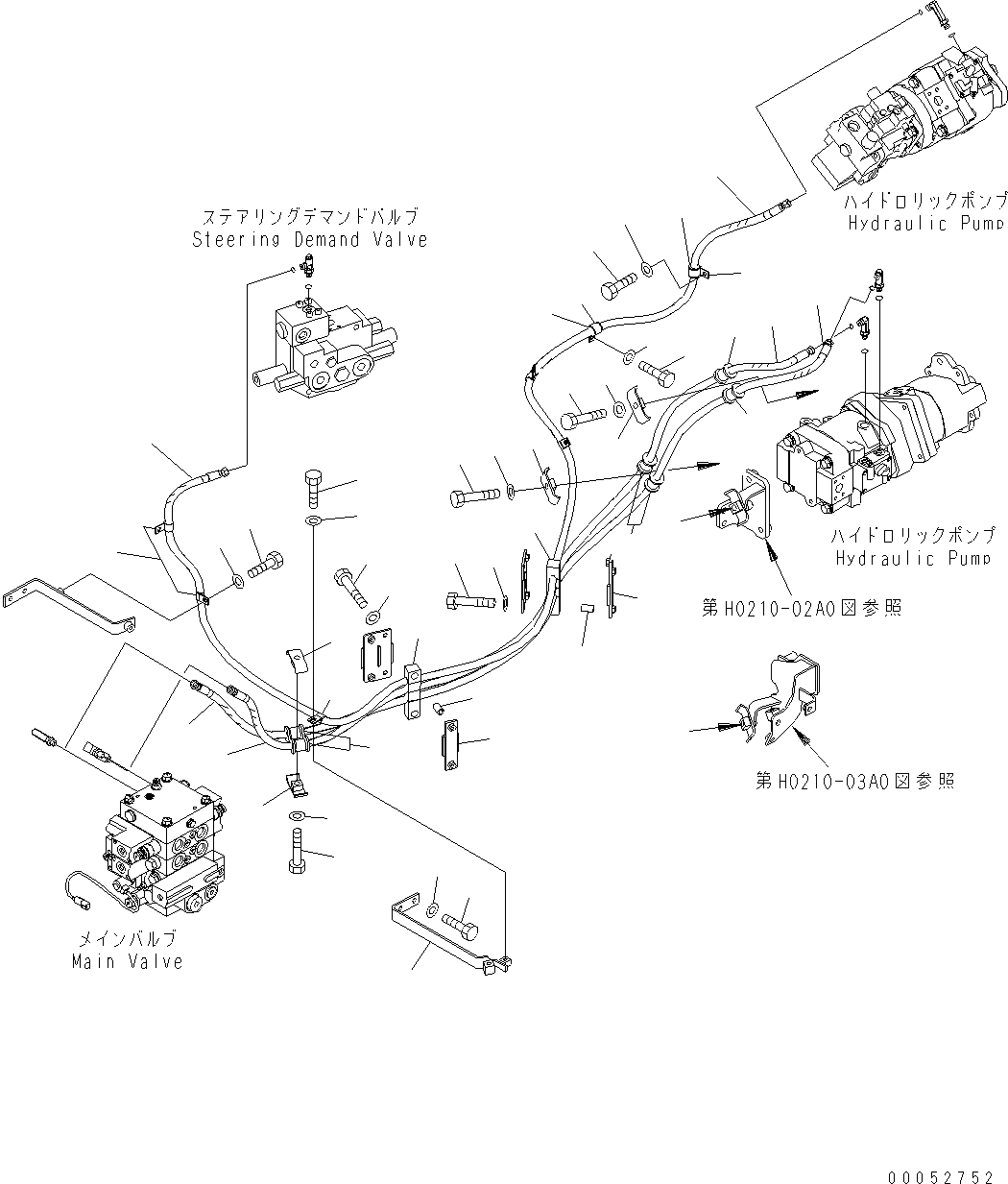 Схема запчастей Komatsu WA430-6E0 - ГИДРОЛИНИЯ (LS ЛИНИЯ) H ГИДРАВЛИКА