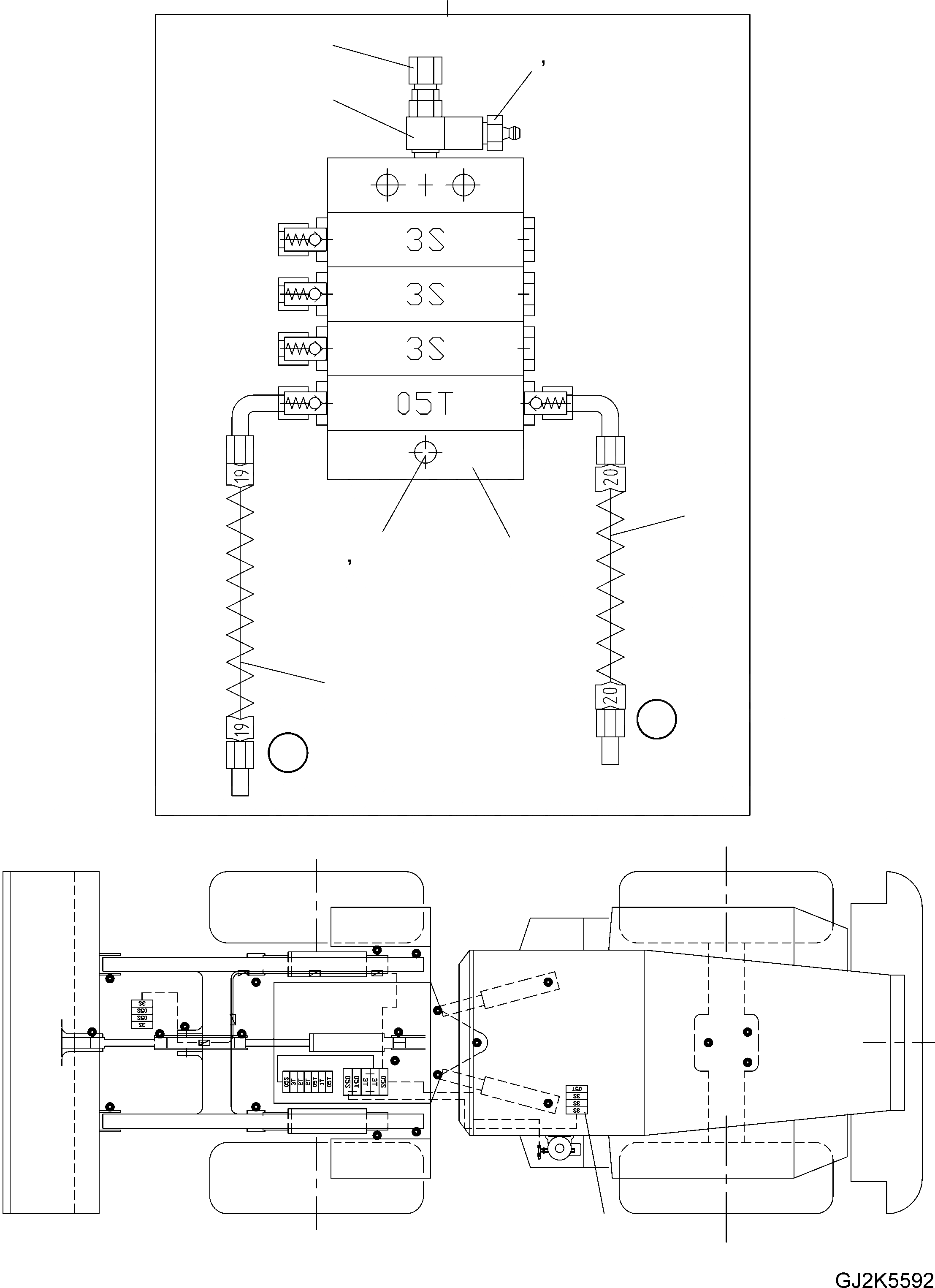 Схема запчастей Komatsu WA430-6E0 - CENTRAL СМАЗКА (PROGRESSIVE ФИДЕР) (ЗАДН. РАМА) J ОСНОВНАЯ РАМА И ЕЕ ЧАСТИ