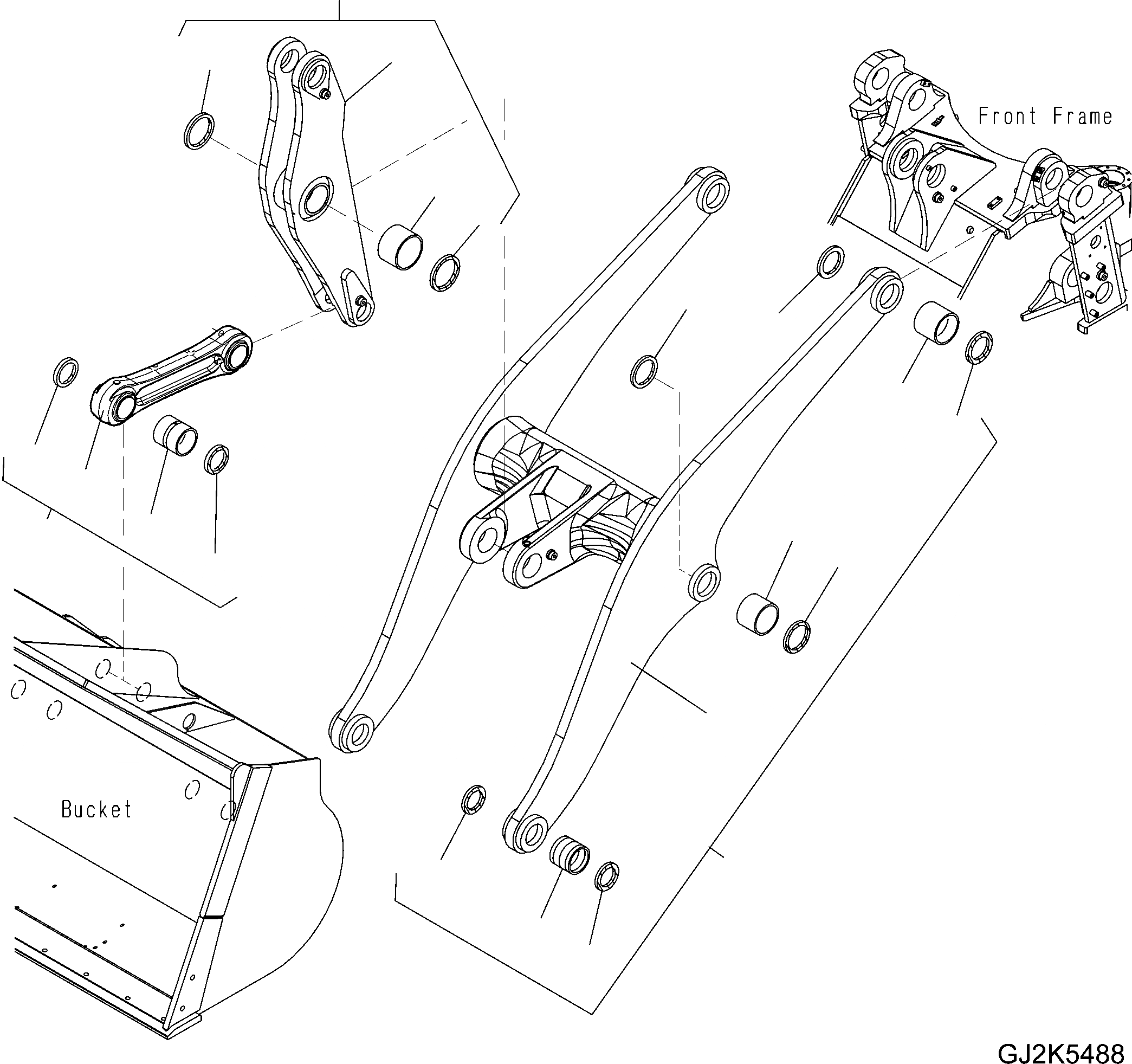 Схема запчастей Komatsu WA430-6E0 - РУКОЯТЬ И КОЛЕНЧАТЫЙ РЫЧАГ (ВЫСОК. ПОДЪЕМ) T РАБОЧЕЕ ОБОРУДОВАНИЕ