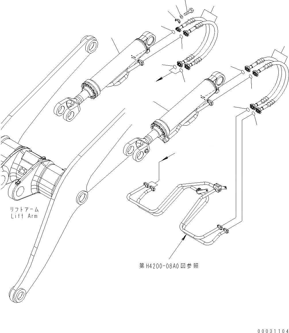 Схема запчастей Komatsu WA430-6E0 - ГИДРОЦИЛИНДР ПОДЪЕМА T РАБОЧЕЕ ОБОРУДОВАНИЕ