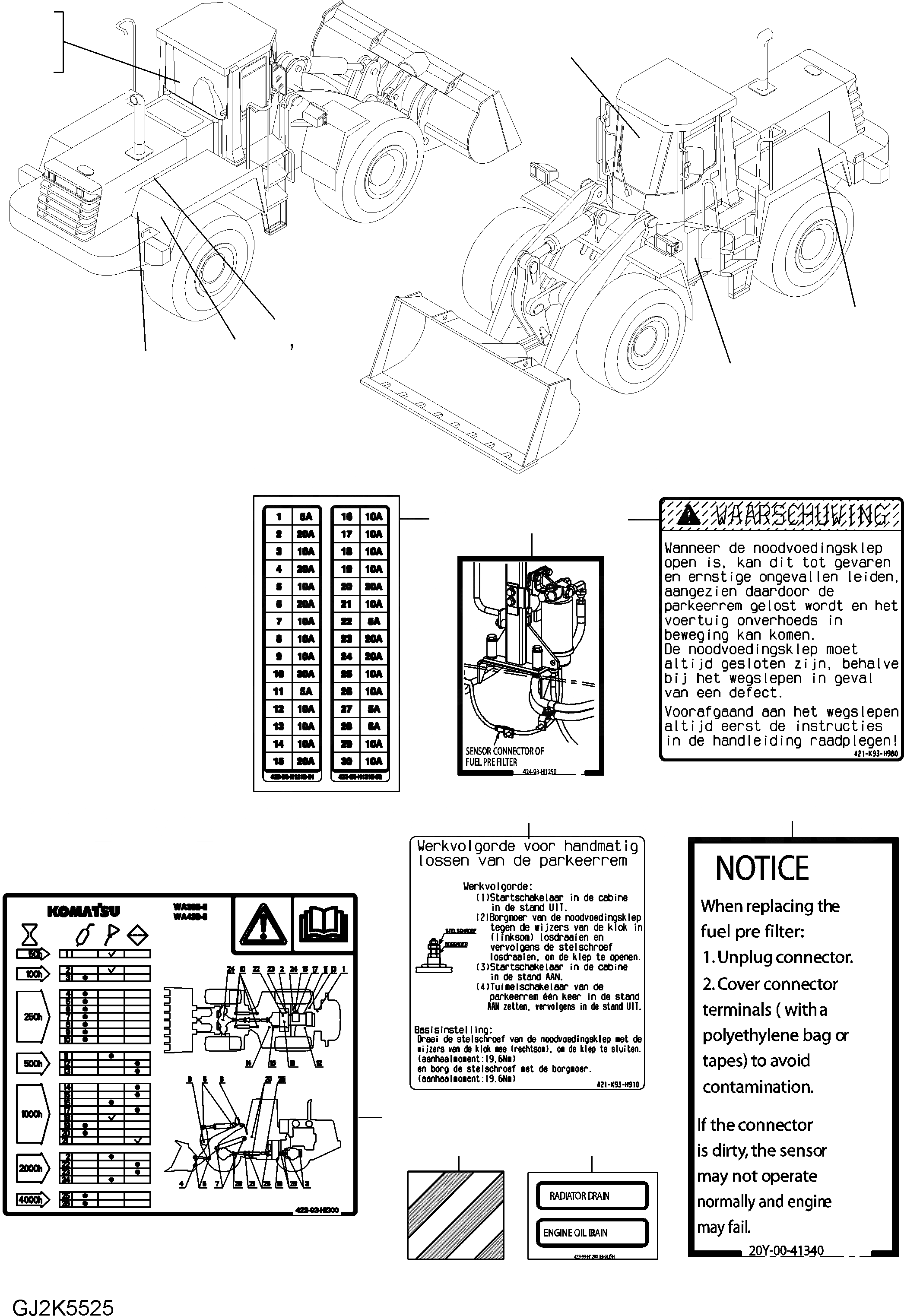 Схема запчастей Komatsu WA430-6E0 - ТАБЛИЧКИ (DUTCH) U МАРКИРОВКА