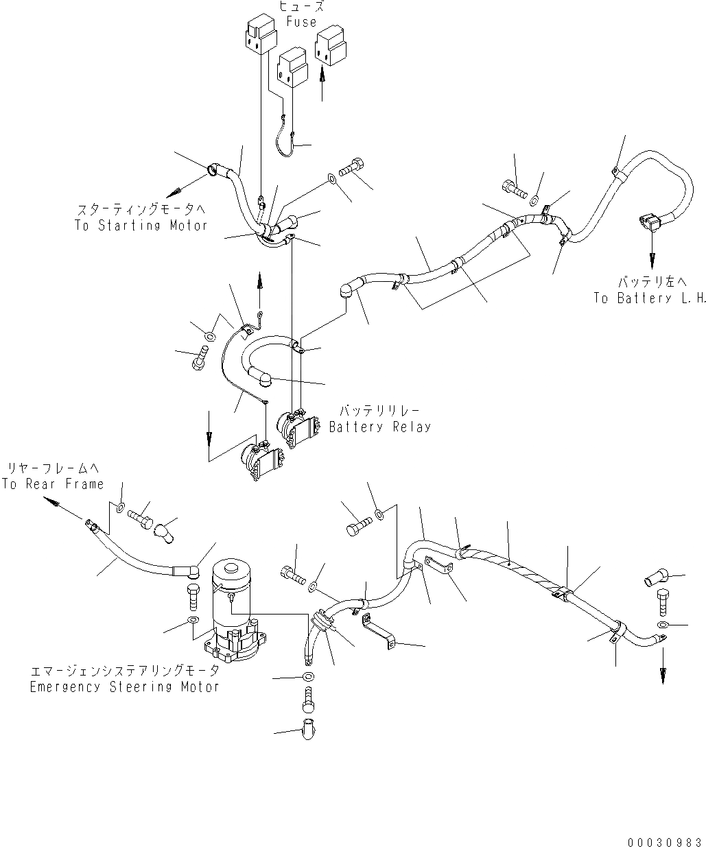 Схема запчастей Komatsu WA430-6 - ЗАДН. Э/ПРОВОДКА (WIRE И КАБЕЛЬ) E ЭЛЕКТРИКА