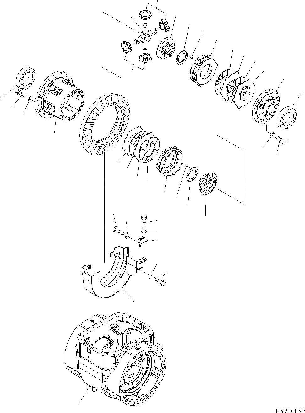 Схема запчастей Komatsu WA430-6 - ПЕРЕДНИЙ МОСТ (ДИФФЕРЕНЦ.) (/) (С САМОБЛОКИР. ДИФФЕРЕНЦ.) F POWER TRANSMITTING СИСТЕМА