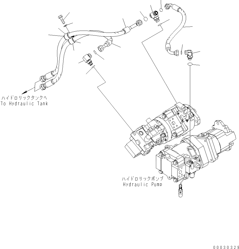 Схема запчастей Komatsu WA430-6 - ГИДР. НАСОС. (ВОЗВРАТН. ЛИНИЯ) H ГИДРАВЛИКА