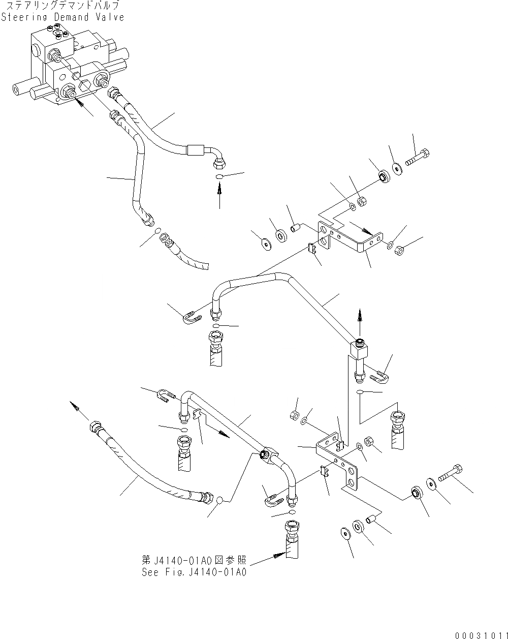 Схема запчастей Komatsu WA430-6 - РУЛЕВ. УПРАВЛЕНИЕ ЛИНИЯ H ГИДРАВЛИКА