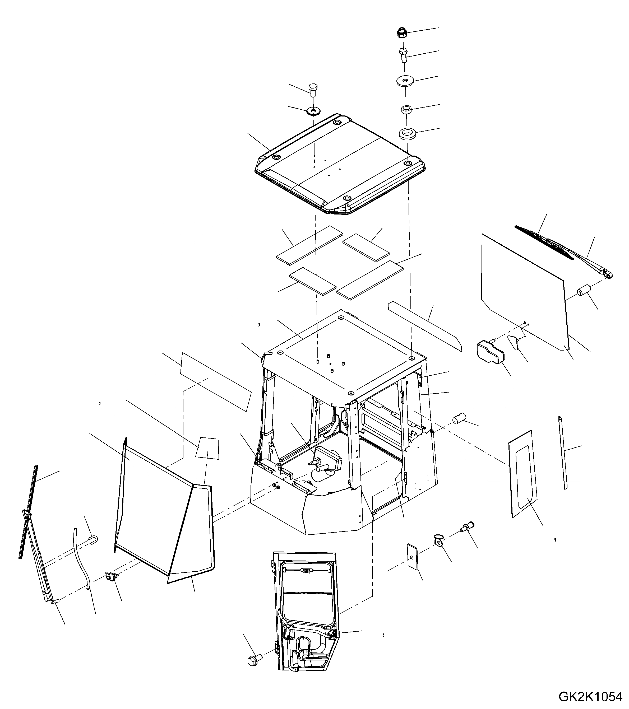 Схема запчастей Komatsu WA430-6 - КАБИНА ROPS (ОКОНН. СТЕКЛА) (КРЫША) (ДВОРНИКИ, ОМЫВАТЕЛЬ СТЕКЛА) (ДВЕРЬ MOUTING ЧАСТИ) K OPERATORґS ОБСТАНОВКА И СИСТЕМА УПРАВЛЕНИЯ