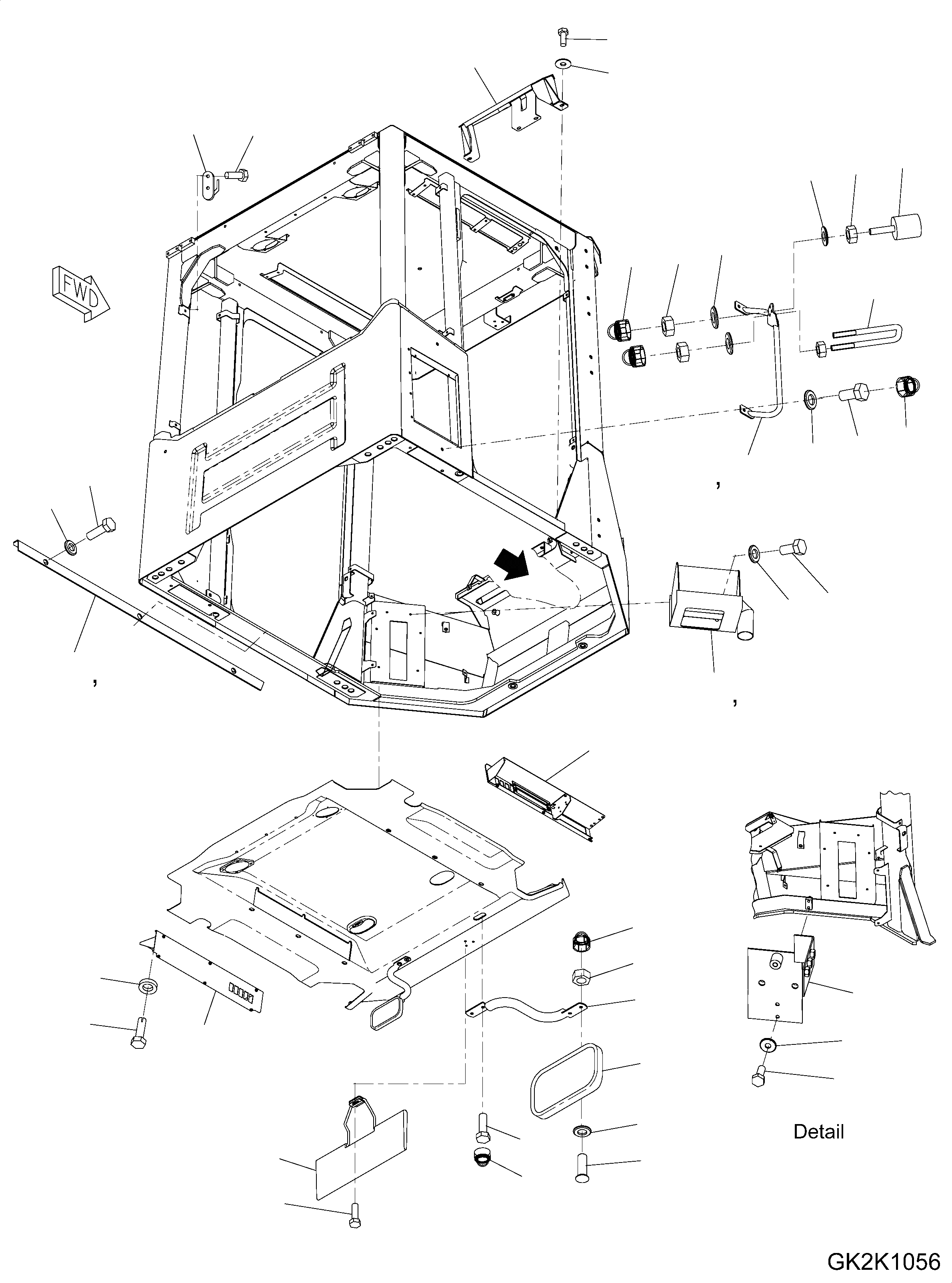 Схема запчастей Komatsu WA430-6 - КАБИНА ROPS (ЗЕРКАЛО В КАБИНЕ) (КОЗЫРЕК ОТ СОЛНЦА.) K OPERATORґS ОБСТАНОВКА И СИСТЕМА УПРАВЛЕНИЯ