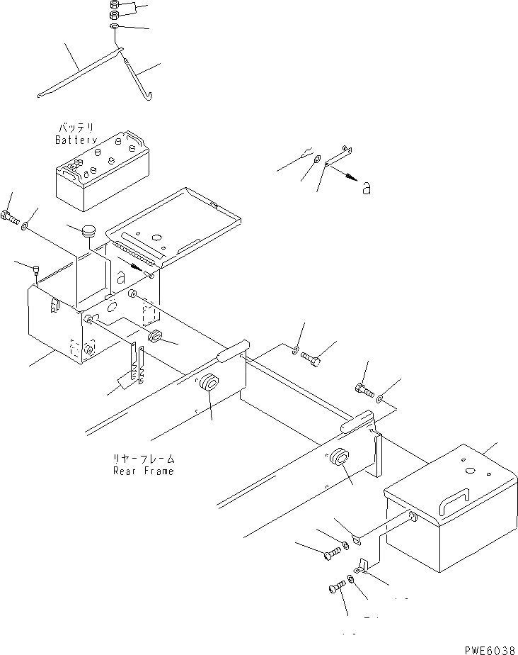Схема запчастей Komatsu WA450-3 - КОРПУС АККУМУЛЯТОРА (КОРПУС И КРЕПЛЕНИЕ) ЭЛЕКТРИКА