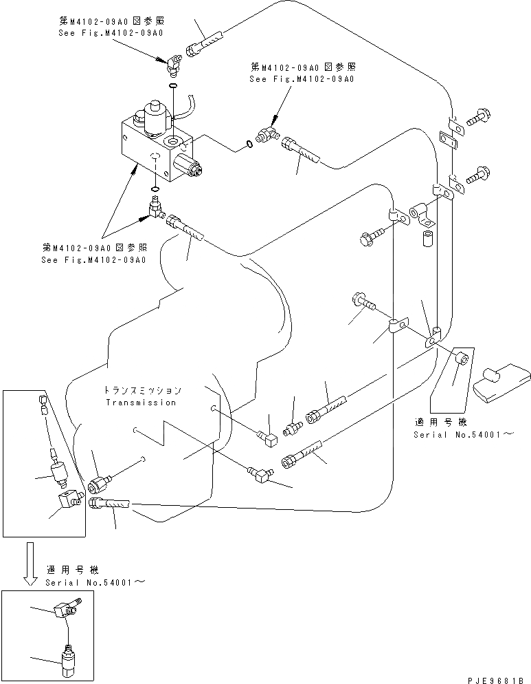 Схема запчастей Komatsu WA450-3 - ГИДРОТРАНСФОРМАТОР И ТРАНСМИССИЯ (ГИДРОЛИНИЯ СТОЯНОЧНОГО ТОРМОЗА) СИЛОВАЯ ПЕРЕДАЧА