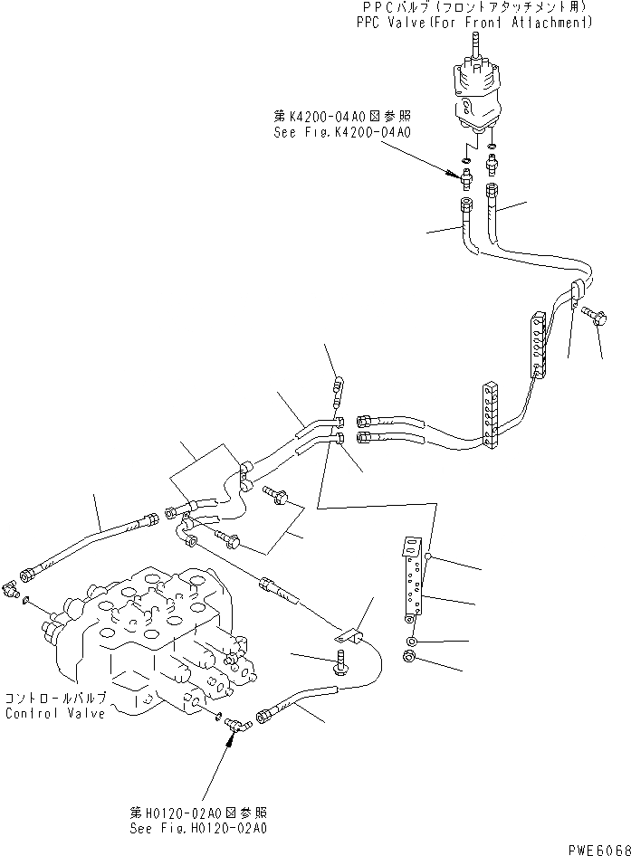 Схема запчастей Komatsu WA450-3 - ГИДРОЛИНИЯ (ЛИНИЯ КЛАПАНА PPC ДЛЯ ПЕРЕДН. НАВЕСН. ОБОРУД) ГИДРАВЛИКА