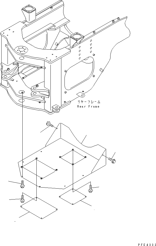 Схема запчастей Komatsu WA450-3 - БЛОКИРОВКА И КРЫШКИ(ЗАДН. РАМА НИЖН. ЗАЩИТА) ОСНОВНАЯ РАМА И ЕЕ ЧАСТИ