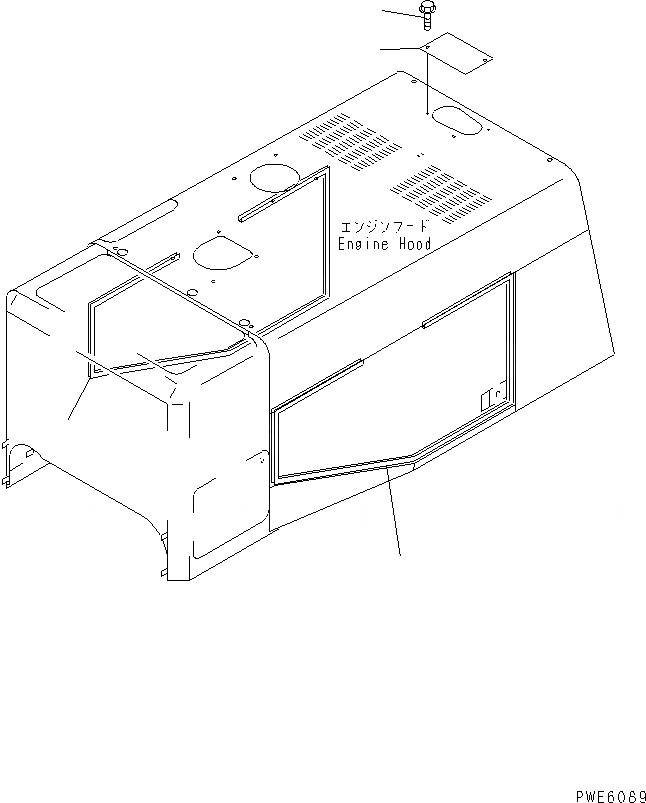 Схема запчастей Komatsu WA450-3 - КАПОТ (ВЕРХН. И БОКОВ. КРЫШКА УПЛОТНЕНИЕ) (С ПРЕФИЛЬТР И ЗАЩИТА ОТ ВАНДАЛИЗМА) ЧАСТИ КОРПУСА