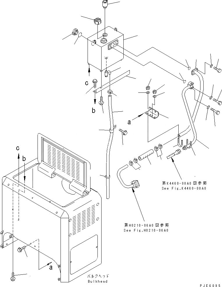 Схема запчастей Komatsu WA450-3 - ОТСЕК ДВИГАТЕЛЯ(ТОРМОЗ. ОХЛАЖД-Е МАСЛ. БАК И ТРУБЫ) ЧАСТИ КОРПУСА