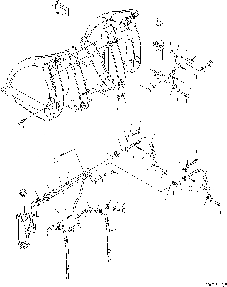Схема запчастей Komatsu WA450-3 - ЗАХВАТ ДЛЯ БРЕВЕН (/) (ТРУБЫ)(№-) РАБОЧЕЕ ОБОРУДОВАНИЕ