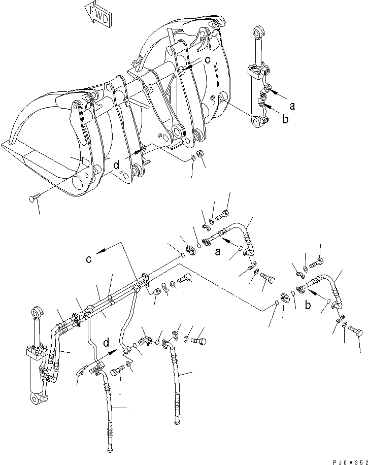 Схема запчастей Komatsu WA450-3 - ЗАХВАТ ДЛЯ БРЕВЕН (/) (ТРУБЫ)(№-) РАБОЧЕЕ ОБОРУДОВАНИЕ