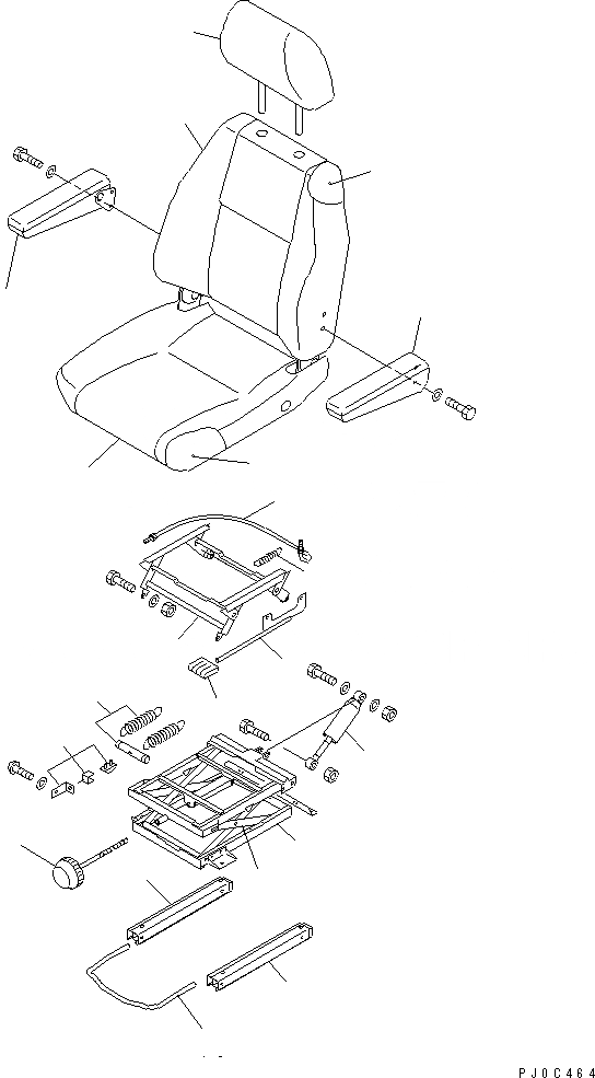 Схема запчастей Komatsu WA450-3A-S - СИДЕНЬЕ ОПЕРАТОРА (С ПОДВЕСКА) (ТКАНЬ ТИП) (ВНУТР. ЧАСТИ)(№-) РАМА И ЧАСТИ КОРПУСА