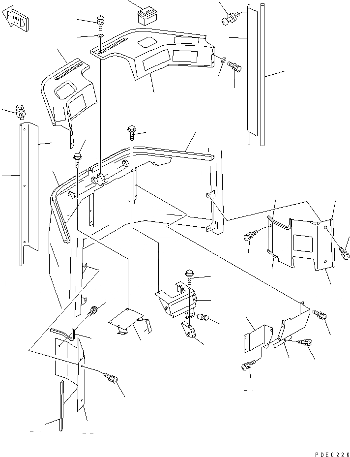 Схема запчастей Komatsu WA450-3A-S - КАБИНА (/9) (ПЕРЕДН. ЧАСТИ ИНТЕРЬЕРА)(№.-) РАМА И ЧАСТИ КОРПУСА